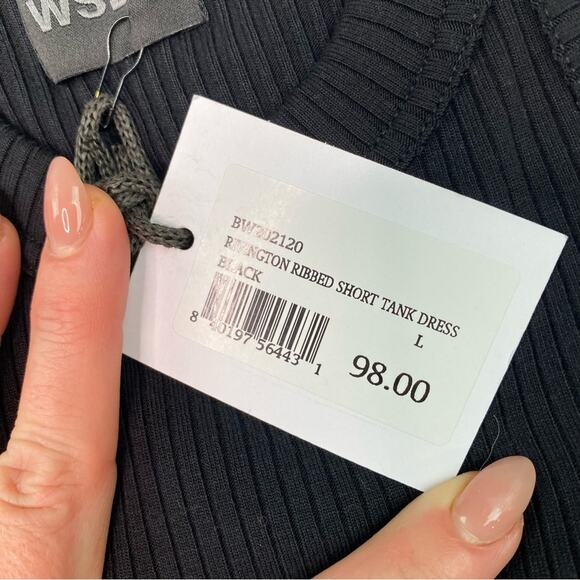 WSLY Women's Rivington Ribbed Short Tank Dress Black Size L NWT - Picture 7 of 10